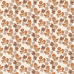 [small] Earthy Fall Florals on Cream Beige
