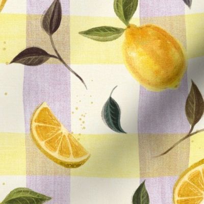 Happy lemon gingham yellow and lilac