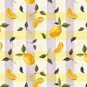Happy lemon gingham yellow and lilac