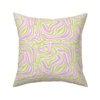 Groovy swirls - Vintage abstract organic shapes and retro flower power zebra style cool boho design bright nineties lime green lilac on ivory