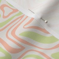 Groovy swirls - Vintage abstract organic shapes and retro flower power zebra style cool boho design lime green soft peach blush on ivory 