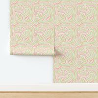 Groovy swirls - Vintage abstract organic shapes and retro flower power zebra style cool boho design lime green soft peach blush on ivory 