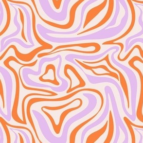 Groovy swirls - Vintage abstract organic shapes and retro flower power zebra style cool boho design lilac orange seventies girls