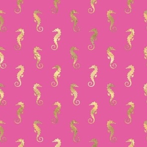 pink and gold seahorse