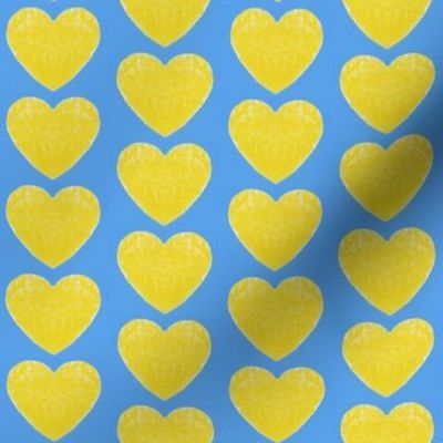 yellow heart on blue