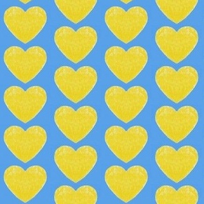yellow heart on blue