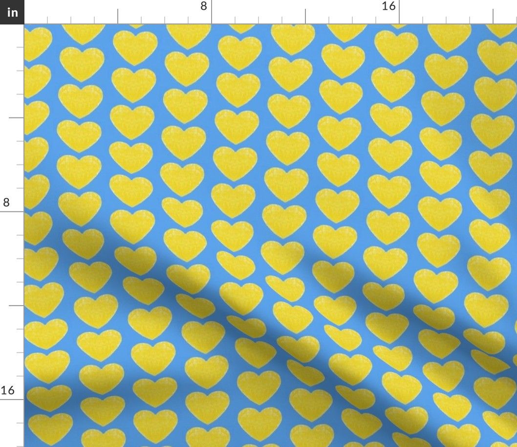 yellow heart on blue