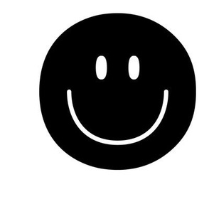happy face smiley guy black and white 6 inch - 9 inch block inverted