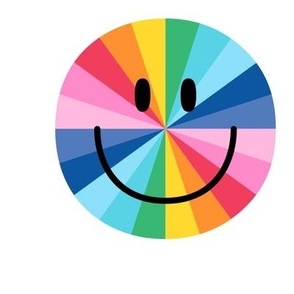 happy face smiley guy rainbow wheel 6 inch - 9 inch block no outline