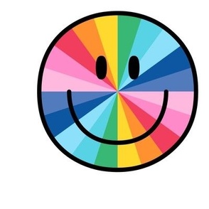 happy face smiley guy rainbow wheel 6 inch - 9 inch block
