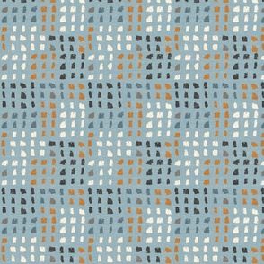 Autumn Check - Multi-Color on Dusty Blue - Medium