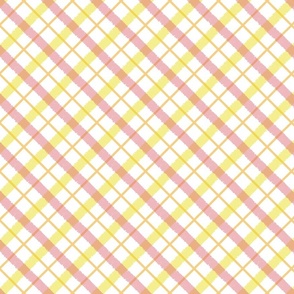 Summer check - yellow and pink on white