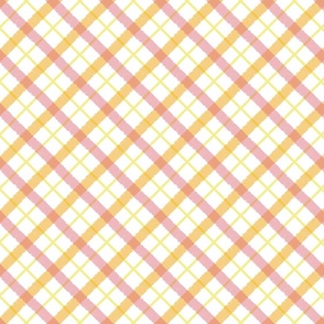Summer check - orange and pink on white