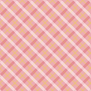 Summer check - white and dark pink on pink