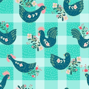 Cheerful Chickens on Checks