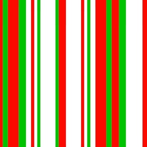 Christmas Mandalas Coordinate - Stripes - White Background - Christmas Red, Christmas Green - fb0a00, 00c300