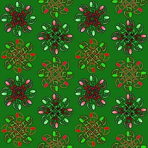 Christmas Mandalas on Deep Christmas Green - Light Christmas Green, Light Christmas Red - 147413, c6ffde, ffbfbd