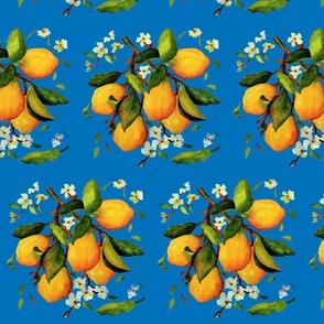 206a.  MINI Sunny Yellow Lemons on French Blue