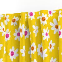 Happy Face Daisy Pattern (yellow, orange, pink, white)