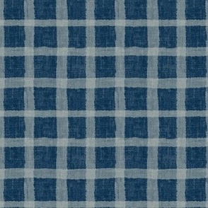 Rustic checker gingham - navy blue 