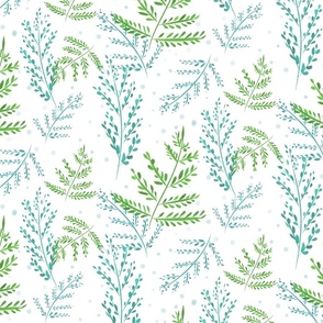 Ferns Green and Blue