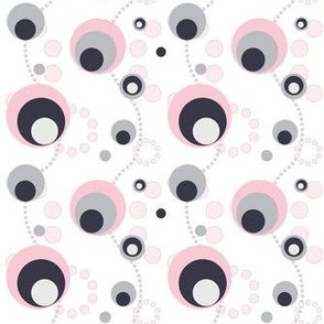 Retro Pink Gray Black Polka Dots
