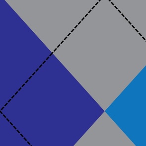 Blue and Gray Argyle Pattern Black Dashed Lines