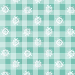 Cheerful checks Teal and White