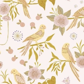 Yellow Parakeets - Fabric