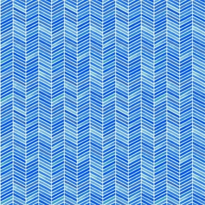 Chevron Watercolor Cobalt and White Small