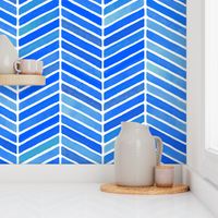 Chevron Watercolor Cobalt and White Large
