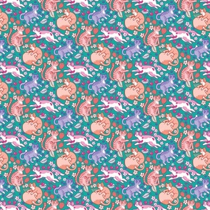 summer fruits cats {small} in teal