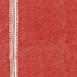 Linen Tassel Stripe - Poppy Red