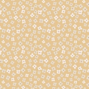 Tiny Floral Cream Flowers Gold 
