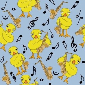 Sax Chick Saxophones Music Notes Petal Solid Colors Sky Blue