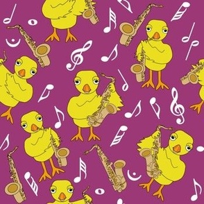 Sax Chick Saxophones Music Notes Petal Solid Colors Berry