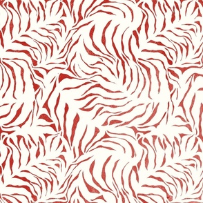 Tangled Palm in Cream on Poppy Red