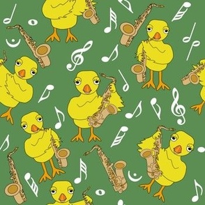 Sax Chick Saxophones Music Notes Petal Solid Colors Kelly Green