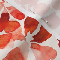 Tropical Floral Watercolor in Poppy Red