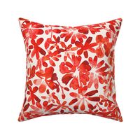 Tropical Floral Watercolor in Poppy Red