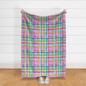 Plaid Cheerful Plaid checks gingham Geometric Multicolor Rainbow Watercolor Medium Plaid Living Decor