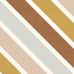 Diagonal Stripes // Rust, Mustard, Peach // Linen Look // 