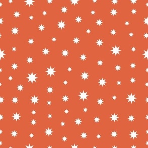 Cozy Christmas Stars, Snow, Snowflakes - Christmas fabric in crimson and white