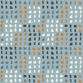 Autumn Check - Multi-Color on Dusty Blue - Large