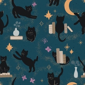Celestial Cats_Teal