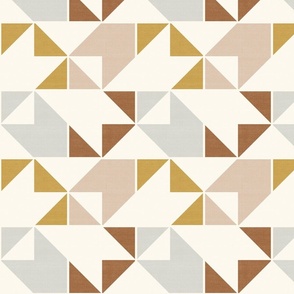 Southwest Checkered Quilt // Peach, Mustard and Rust // Linen Look // 