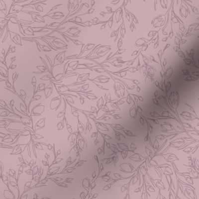 Vintage Rose // Large Scale // Puce Background // Branches Flowers Little Leaves