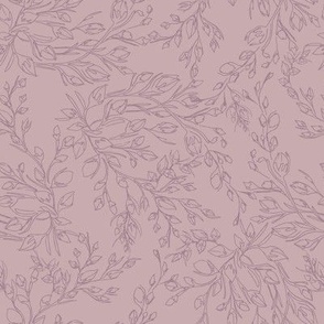 Vintage Rose // Large Scale // Puce Background // Branches Flowers Little Leaves