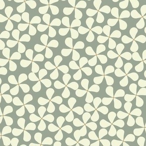 Meadow Bloossom // Normal Scale // Sage Green Background // Cream Floral // Nature Vibe // Botanical Style