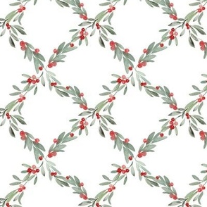 Watercolor Mistletoe Lattice, Christmas and Holiday,  by Lindsay Potter Creative